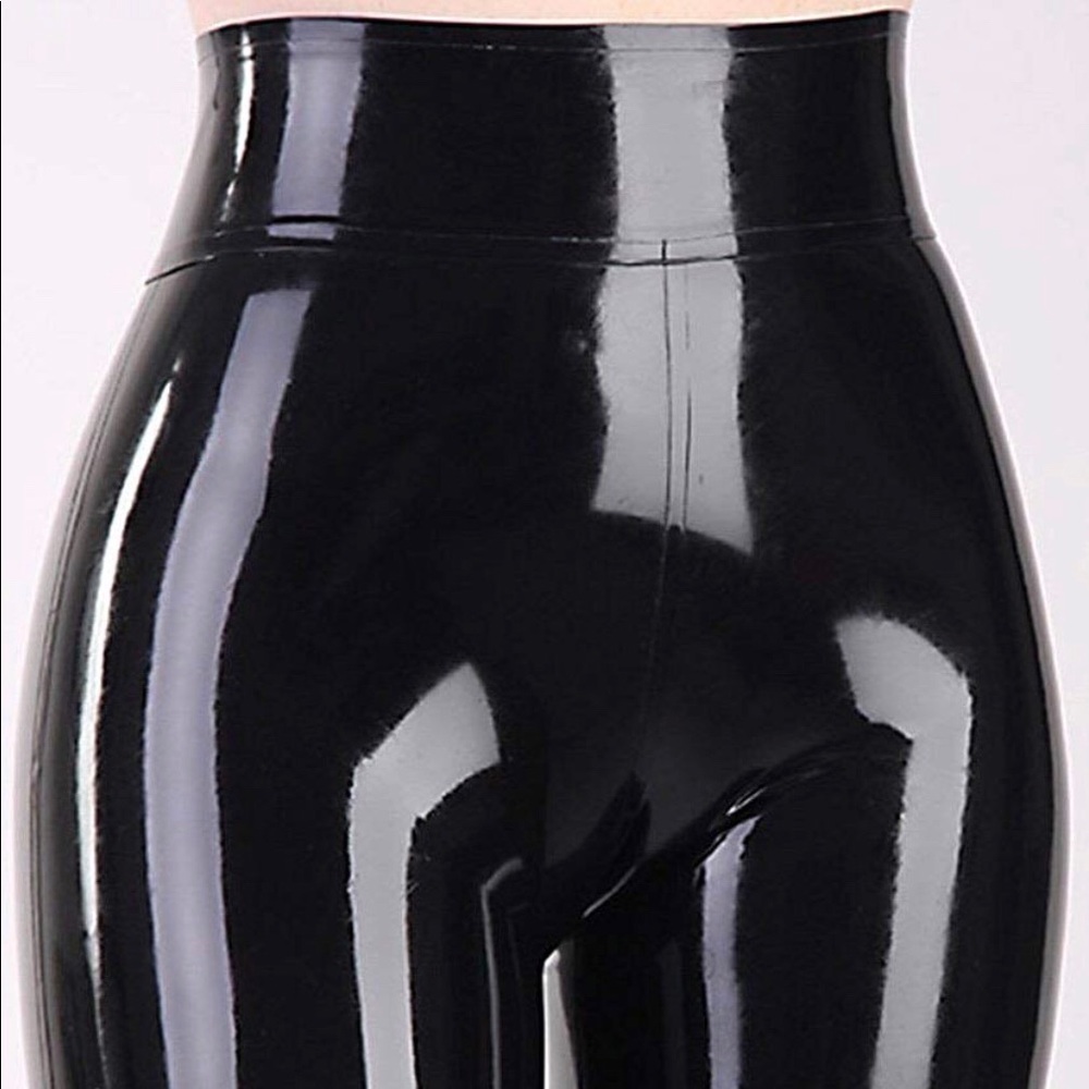 High Waist Latex Pants with Stirrups